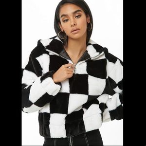 Checkered Fur Sweater